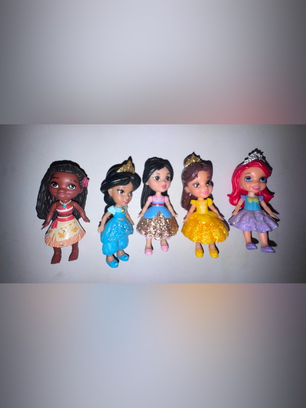 Disney Mini Glitter Princess Doll Set - Blue, Gold, Purple, Pink, Yellow